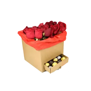 Caja Cubo para Rosas con Cajón | Ideal para Regalos Especiales